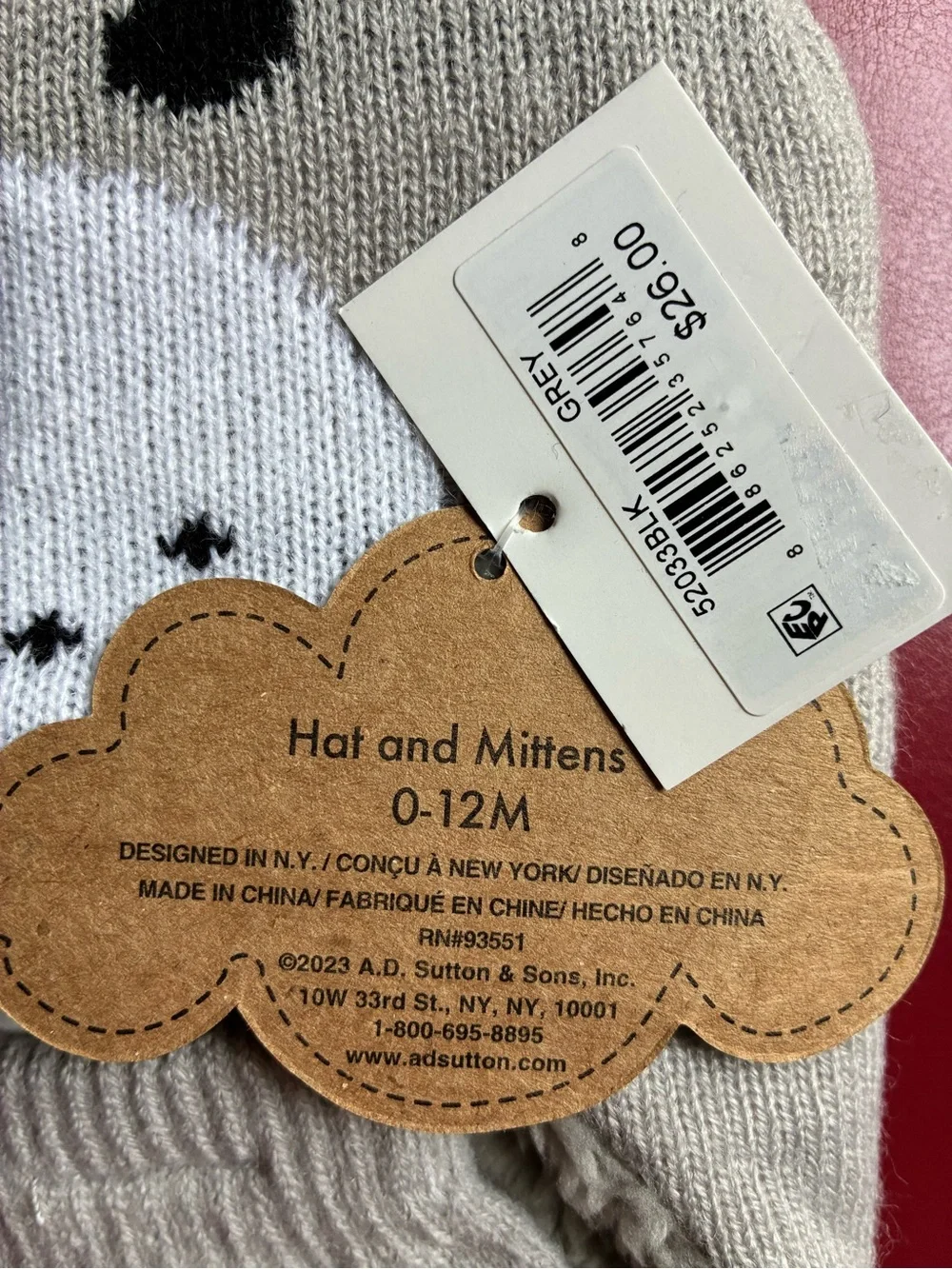 Kids Cozy Dog Beanie and Mittens Set - Gray